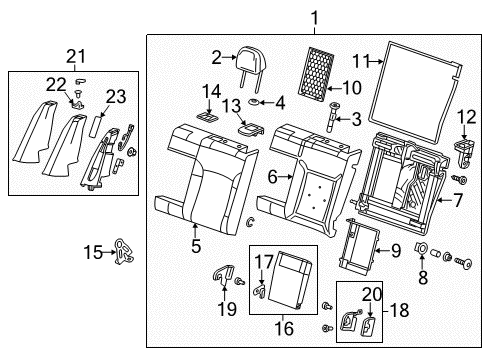 2014 Chevrolet Malibu Rear Seat Components Seat Back Cover Diagram for 23436761