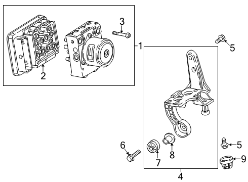 2020 Chevrolet Blazer ABS Components Mount Bracket Bolt Diagram for 11548363