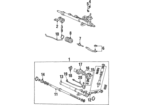 1995 Acura TL P/S Pump & Hoses, Steering Gear & Linkage Body, Valve Diagram for 53691-SW5-A00