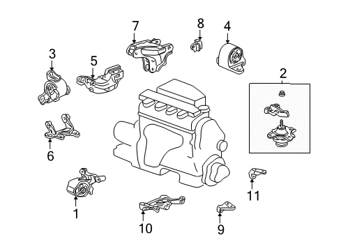 2005 Honda Civic Engine & Trans Mounting Bracket, Transmission Mounting Diagram for 50825-S5A-000