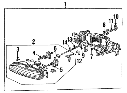 1992 Honda Accord Bulbs Headlight Assembly, Driver Side (Stanley) Diagram for 33150-SM4-A04