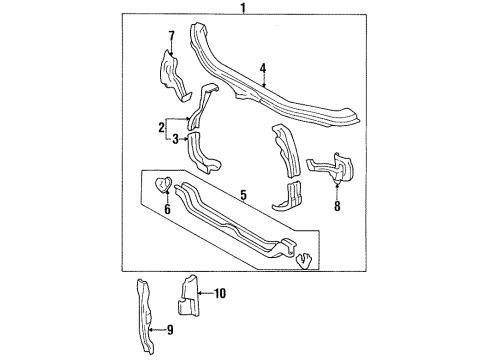 1996 Toyota Avalon Radiator Support Radiator Support Gusset Diagram for 51032-07010