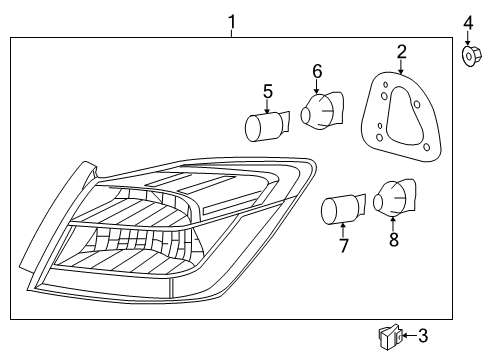 2013 Honda Accord Bulbs Light Assy , R Tai Diagram for 33500-T2A-A01