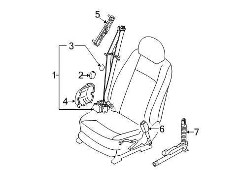 2012 Hyundai Genesis Seat Belt Seat Belt PRETENSIONER, LH Diagram for 88831-3M500-BR