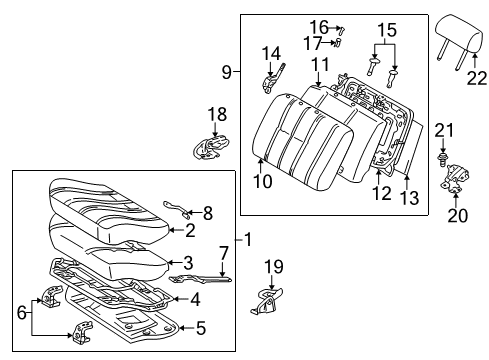 2000 Toyota 4Runner Rear Seat Components Cushion Assembly Diagram for 71470-35430-E0