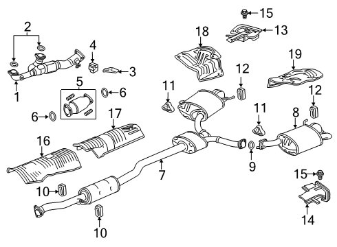 2018 Acura RLX Exhaust Components Catalytic Converter Diagram for 18150-R9S-A00