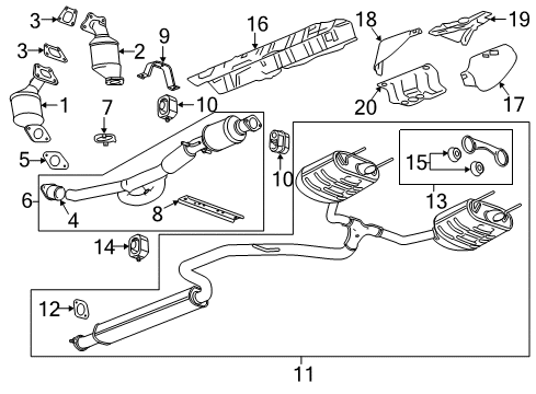 2018 Cadillac XTS Exhaust Components Muffler & Pipe Diagram for 84289388