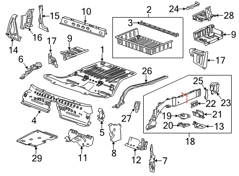 2014 Cadillac CTS Rear Floor & Rails Upper Reinforcement Diagram for 22751223