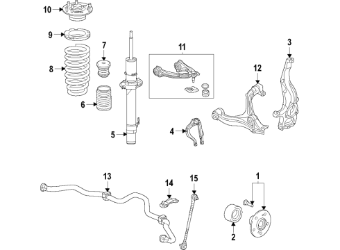 2021 Acura TLX Front Suspension, Lower Control Arm, Upper Control Arm, Stabilizer Bar, Suspension Components Arm, Right Front (Lower) Diagram for 51350-TGV-A03