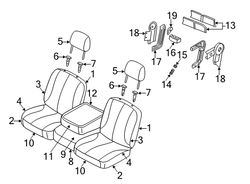 2003 Dodge Ram 3500 Front Seat Components Front Seat Center Cushion Diagram for WP121DVAA