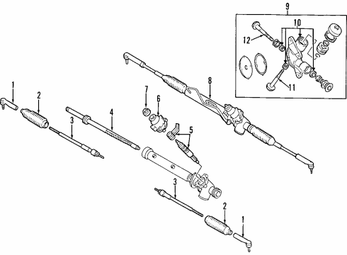 1997 Infiniti QX4 P/S Pump & Hoses, Steering Gear & Linkage Seal Kit-Housing, Power Steering Gear Diagram for 49297-0W025