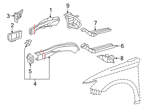 2017 Lexus ES350 Structural Components & Rails Bracket Sub-Assembly, Body Diagram for 51702-33010