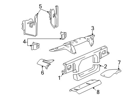 2008 Lincoln Town Car Radiator Support Air Deflector Diagram for 6W1Z-8327-C