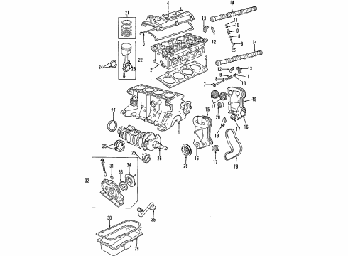 1998 Chrysler Sebring Engine Parts, Mounts, Cylinder Head & Valves, Camshaft & Timing, Oil Pan, Oil Pump, Balance Shafts, Crankshaft & Bearings, Pistons, Rings & Bearings Cover-Oil Pump Back Diagram for 4556669