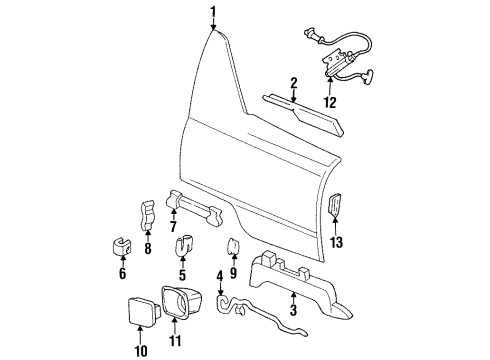 1999 Cadillac DeVille Quarter Panel & Components Door Asm-Fuel Tank Filler Diagram for 25682917