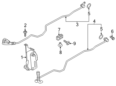 2011 BMW X3 Oil Cooler Transmission Oil Cooler Line, Return Diagram for 17224595283