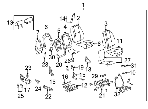 2012 Chevrolet Suburban 2500 Front Seat Components Heater Element Diagram for 22856921