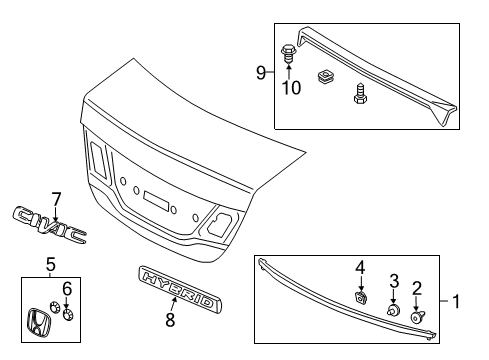 2014 Honda Civic Spoiler, Exterior Trim Spoiler Assembly, Trunk (White Orchid Pearl) Diagram for 71700-TT1-A01ZB