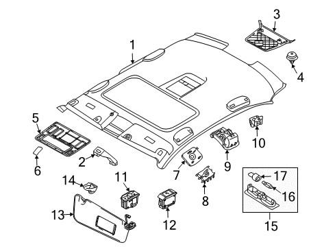 2007 BMW 650i Sunroof Interor Reading Light Front Diagram for 63316962010