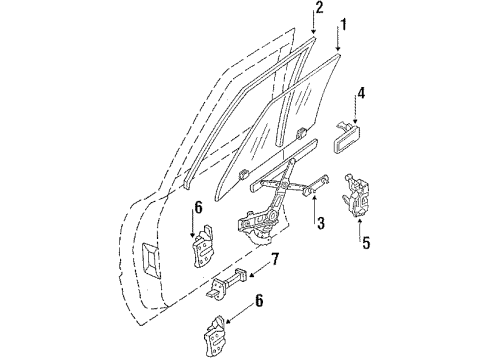 1985 Nissan Stanza Front Door - Glass & Hardware Front Door Outside Handle Assembly, Right Diagram for 80606-D0200