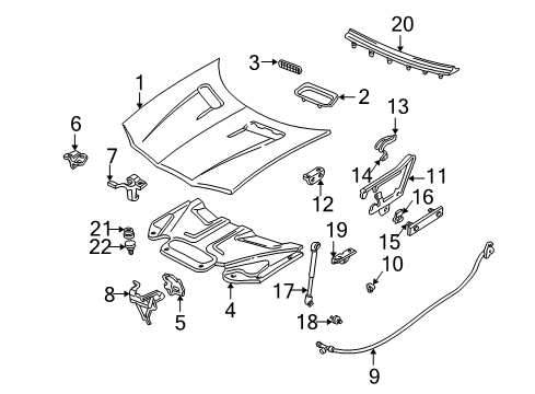 1993 Chevrolet Camaro Hood & Components Latch Asm-Hood Secondary Diagram for 16631350