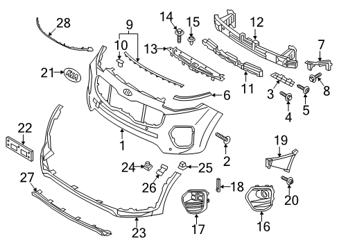 2021 Kia Sportage Bumper & Components - Front Cover Assembly-Radiator Diagram for 86361D9100