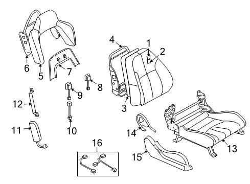 2008 Nissan 350Z Front Seat Components Cushion Complete-Front Seat RH Diagram for 873A2-CF48C