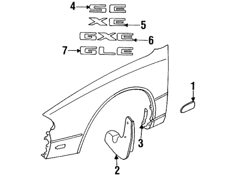 1994 Nissan Altima Exterior Trim - Fender Molding-Front Fender, Rear LH Diagram for 63875-1E400