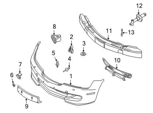 1999 BMW Z3 Front Bumper Air Duct, Left Diagram for 51712268641