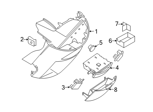 2006 Nissan Quest Front Console Cup Holder Assembly Diagram for 68430-5Z001