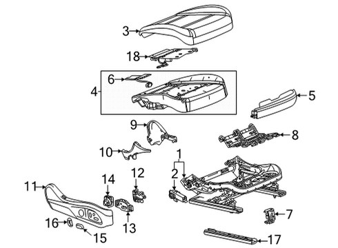 2022 Cadillac CT5 Passenger Seat Components Seat Cushion Pad Diagram for 84849645