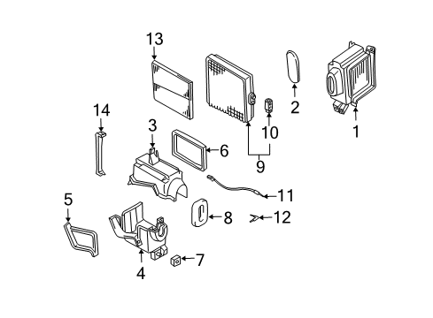 1999 Chevrolet Tracker Air Conditioner Filter, A/C Evaporator Air Diagram for 91175923