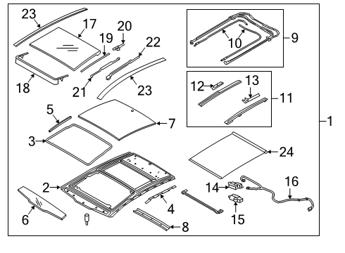 2019 Kia Cadenza Sunroof Side Molding-PANORAMAROOF Diagram for 81675F6000