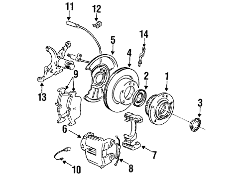 1997 BMW M3 Anti-Lock Brakes Abs Wheel Speed Sensor Rear Diagram for 34521163028