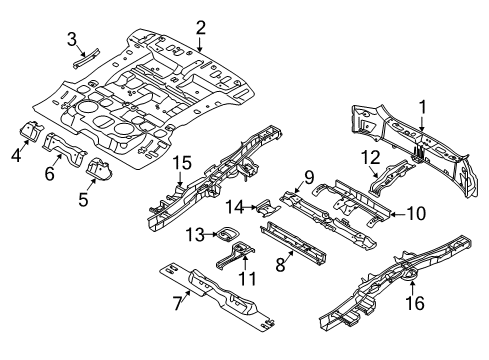 2011 Kia Sorento Rear Body & Floor Crossmember Assembly-Rear Diagram for 658702P200