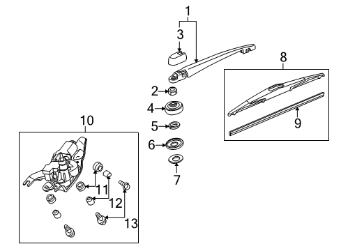 2014 Honda Insight Wiper & Washer Components Rubber, Blade (500MM) Diagram for 76632-TM8-A12