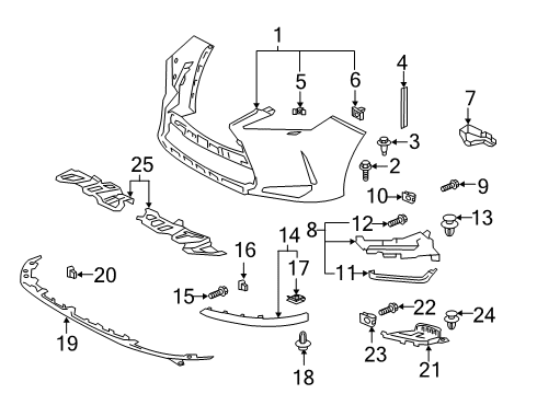 2022 Lexus RX450hL Bumper & Components - Front Cover Assembly, FR BUMPE Diagram for 52030-0E150