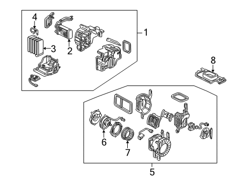 2004 Acura NSX A/C Evaporator & Heater Components Heater Assembly Diagram for 79100-SL0-A04