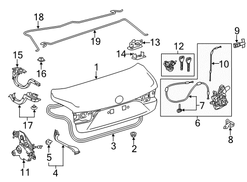 2021 Lexus LS500 Trunk Switch Assembly, Luggage Diagram for 84840-50070