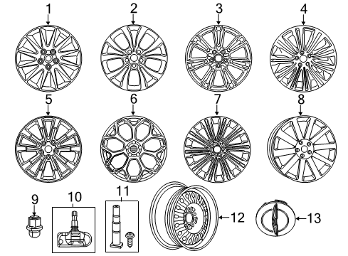 2014 Chrysler 300 Wheels, Covers & Trim Aluminum Wheel Diagram for 1LS67GSAAD