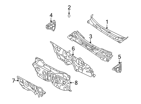 2008 Kia Optima Cowl Insulator-Dash Diagram for 841242G000