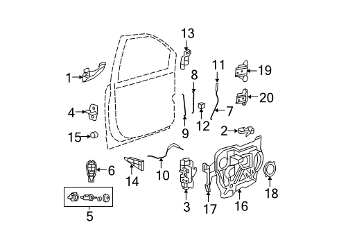 2018 Dodge Grand Caravan Front Door - Lock & Hardware Bumper-Door Diagram for 5020813AB