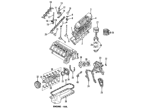 2005 Dodge Ram 1500 Engine Parts, Mounts, Cylinder Head & Valves, Camshaft & Timing, Oil Pan, Oil Pump, Balance Shafts, Crankshaft & Bearings, Pistons, Rings & Bearings Cover-Cylinder Head Diagram for 5037156AG