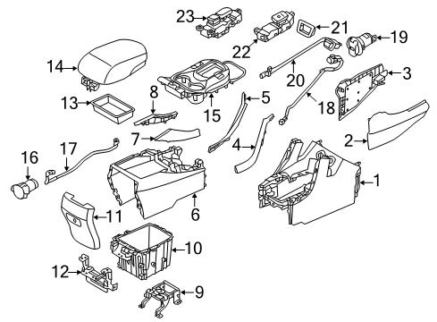 2018 Hyundai Santa Fe Heated Seats Cover Assembly-Console Rear Diagram for 84670-2W000-UNB