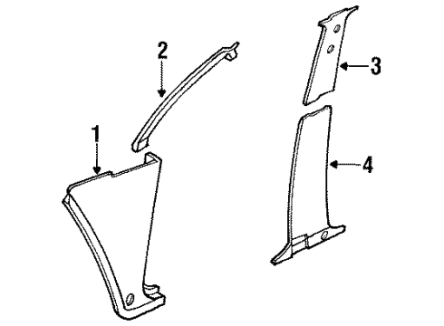 1993 Nissan Pathfinder Interior Trim - Pillars, Rocker & Floor Garnish-Windshield Pillar, LH Diagram for 76912-60G00