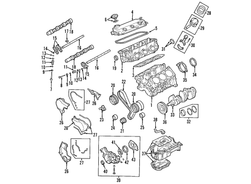 2001 Mitsubishi Galant Engine Parts, Mounts, Cylinder Head & Valves, Camshaft & Timing, Oil Pan, Oil Pump, Balance Shafts, Crankshaft & Bearings, Pistons, Rings & Bearings Cover-Timing Belt Diagram for MR984958