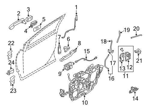 2009 Ford Taurus Front Door - Lock & Hardware Handle, Outside Diagram for 9G1Z-5422404-AA