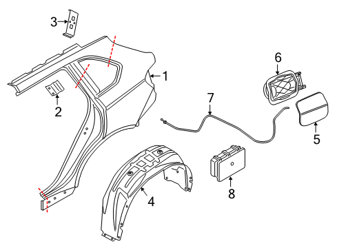 2017 BMW X6 Quarter Panel & Components Fill-In Flap, Primed Diagram for 51917312317