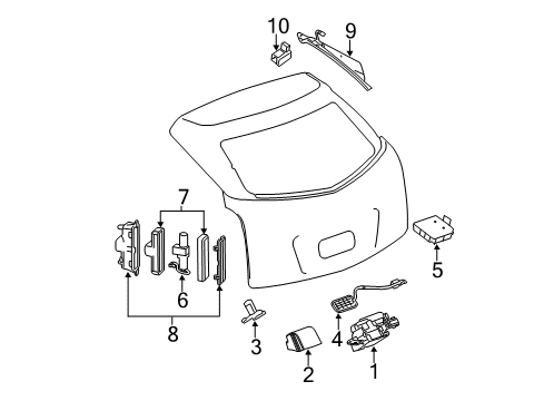 2015 Cadillac SRX Lift Gate Lift Cylinder Diagram for 22745513