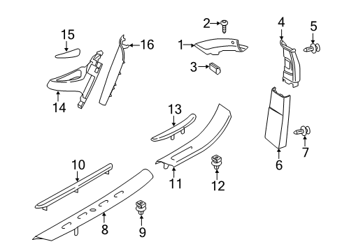 2018 BMW X6 Interior Trim - Pillars, Rocker & Floor Cover, Column A Right Diagram for 51438061376